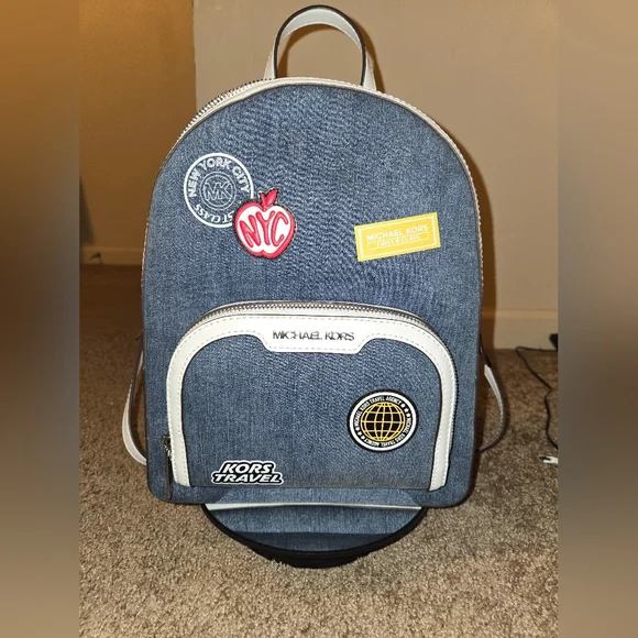 EUC Michael Kors Jaycee Embellished Denim Backpack - Picture 5 of 16